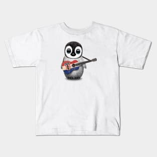 Baby Penguin Playing Croatian Flag Guitar Kids T-Shirt